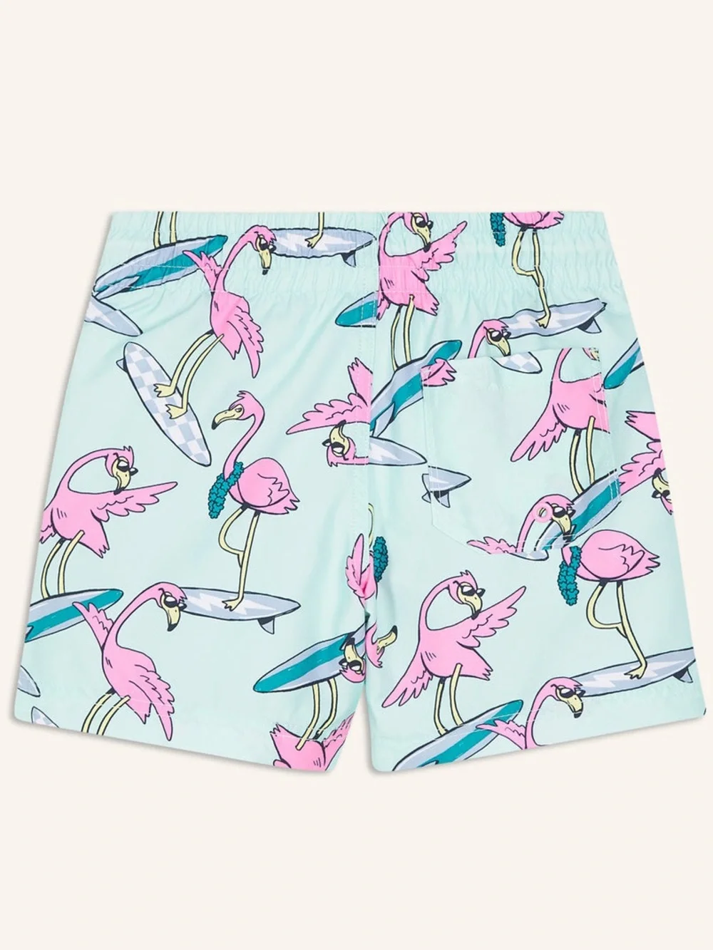 Kids' Old Navy Flamingo Surf Swim Shorts - Pink on Light Blue NEW